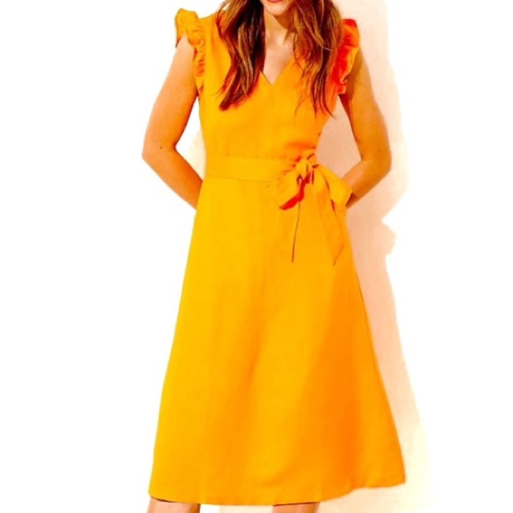 Loft Cutout Button Back MIDI Dress Pumpkin…